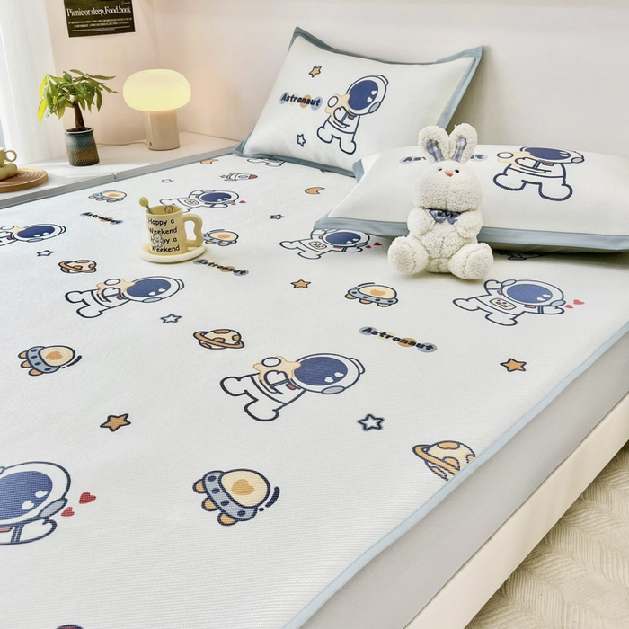 91家纺网 家纺一手货源 找家纺 全季家居 2024新款5A抗菌小清新数码印花冰藤席 床笠款-星空世界