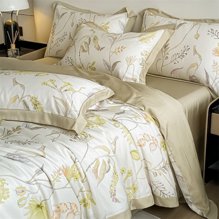 91家纺网 家纺一手货源 找家纺 （总）蓝米卡夫 2024新品-A类50支新时尚天丝印花拼角款系列