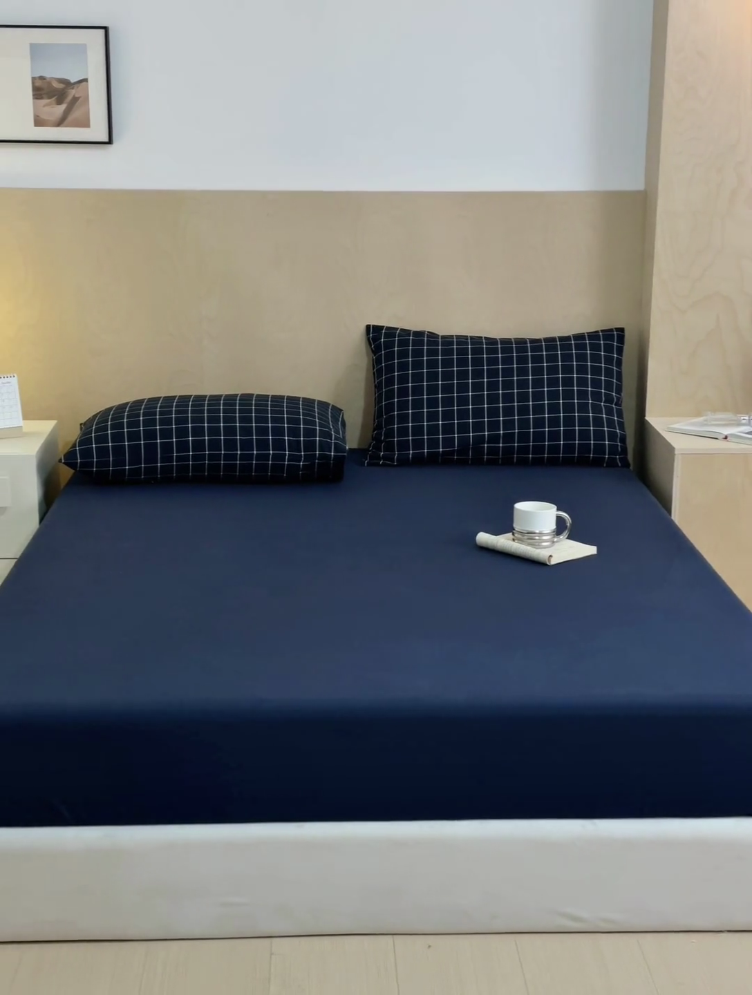 91家纺网 家纺一手货源 找家纺 北欧良品 2024新款水洗棉单品床笠、床单--纯色款（床笠、床单） 藏青