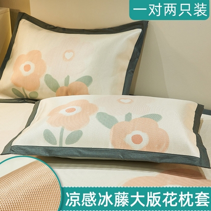 91家纺网 家纺一手货源 找家纺 （总）21度C 2024新款大版印花冰藤大版枕套