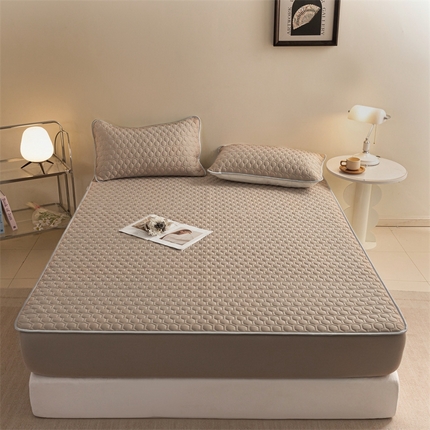 91家纺网 家纺一手货源 找家纺 （总）欧邦 新款纯色A类凉感丝乳胶床笠三件套