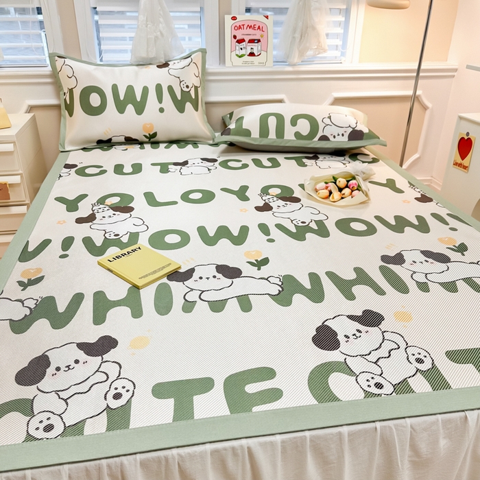 91家纺网 家纺一手货源 找家纺 慕尚 2025新款800D冰藤凉席 调皮狗