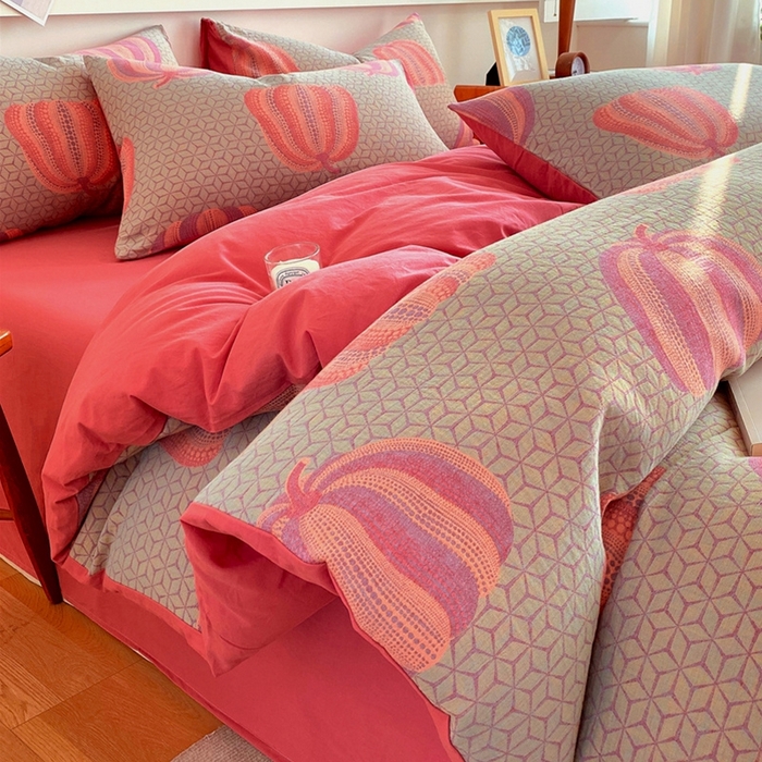 91家纺网 家纺一手货源 找家纺 2024新款全棉纯棉双层纱三层纱立体提花四件套 苏娜