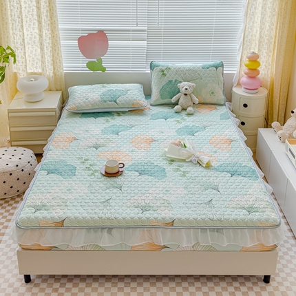 91家纺网 家纺一手货源 找家纺 （总）小萌虎 2024新款胶质凉席床笠花边款