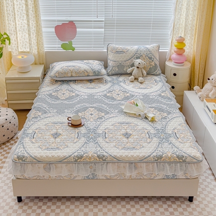 91家纺网 家纺一手货源 找家纺 （总）小萌虎 2024新款胶质凉席床笠花边款