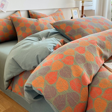 2024新款全棉纯棉双层纱三层纱立体提花四件套 春日密语