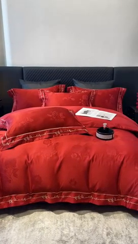 91家纺网 家纺一手货源 找家纺 优悦生活馆 2024新款提花婚庆四件套 玫瑰之约