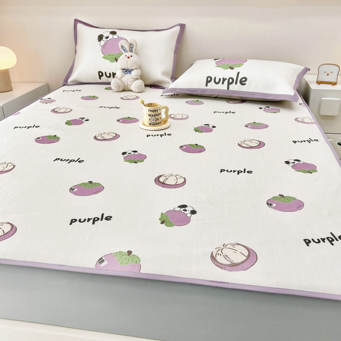 91家纺网 家纺一手货源 找家纺 全季家居 2024新款5A抗菌小清新数码印花冰藤席 床笠款-小千竹