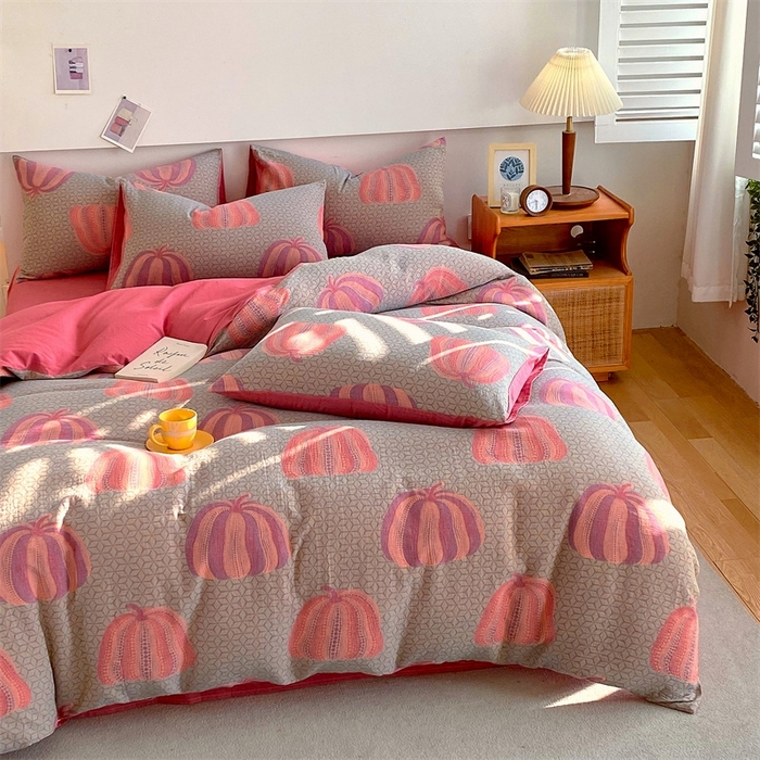 91家纺网 家纺一手货源 找家纺 2024新款全棉纯棉双层纱三层纱立体提花四件套 苏娜