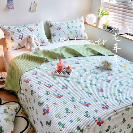 91家纺网 家纺一手货源 找家纺 （总）赫梵茜2024春夏新款糯糯棉单床盖床盖三件套