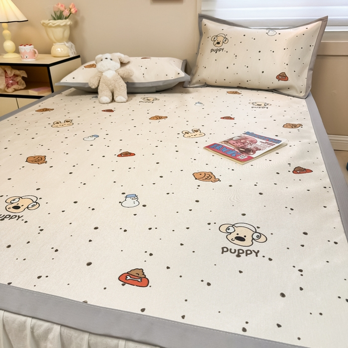 91家纺网 家纺一手货源 找家纺 2025新款慕尚600D数码印花冰丝凉席 绵绵动物