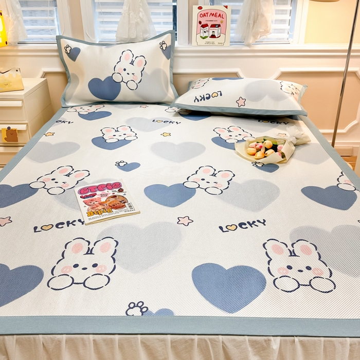 91家纺网 家纺一手货源 找家纺 慕尚 2025新款800D冰藤凉席 欢乐兔