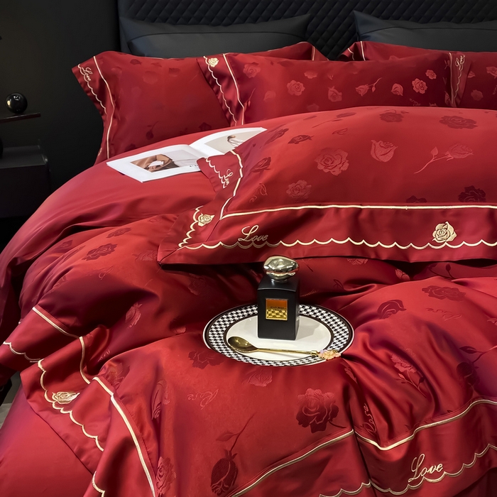 91家纺网 家纺一手货源 找家纺 （总）优悦生活馆 2024新款提花婚庆四件套