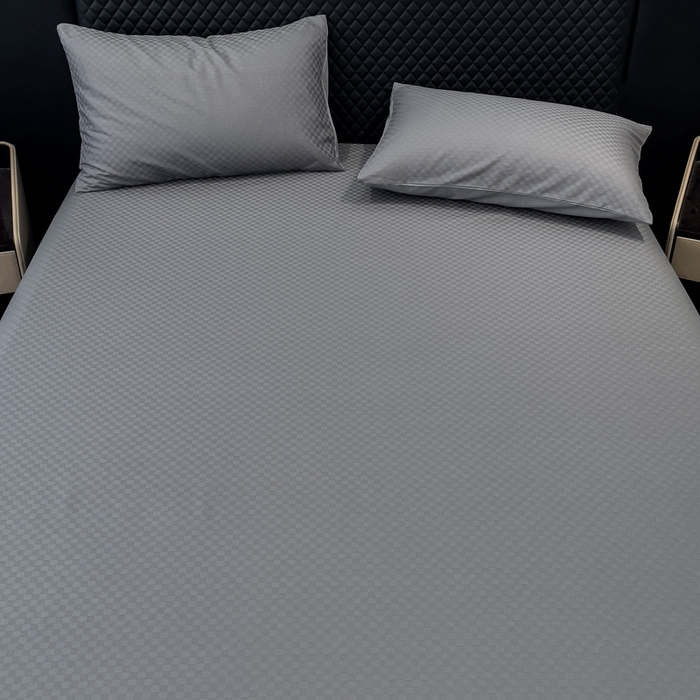91家纺网 家纺一手货源 找家纺 金鑫汇 2024新款提花小方格全棉套件单品系列-单床笠 深灰