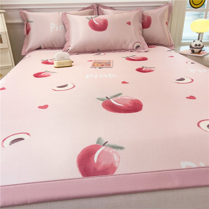 91家纺网 家纺一手货源 找家纺 孩子王家纺 2024新款凉感卡通冰丝席-成人款 粉桃桃