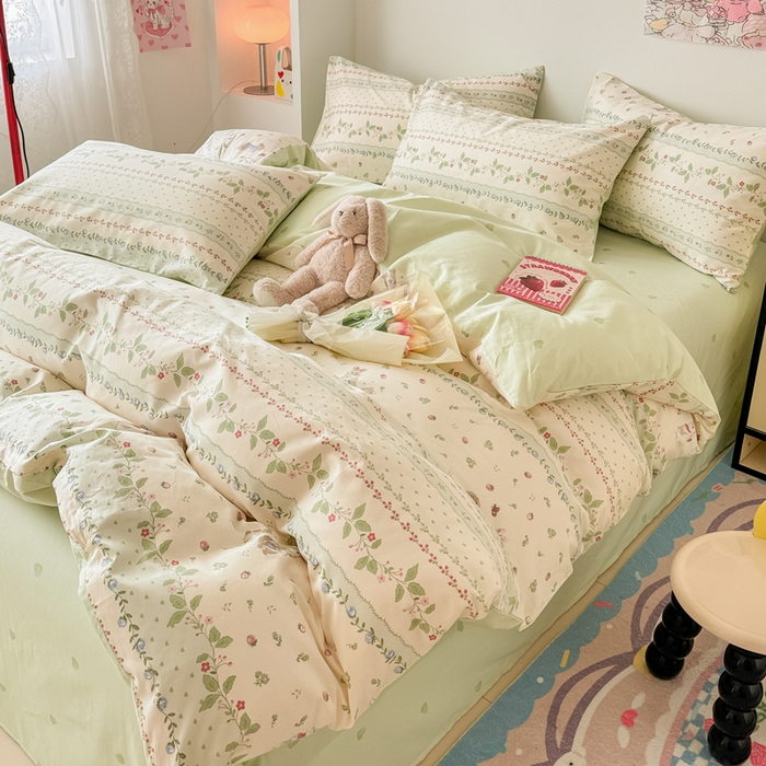 91家纺网 家纺一手货源 找家纺 慕尚 2025新款13070全棉小清新四件套 叮叮兔