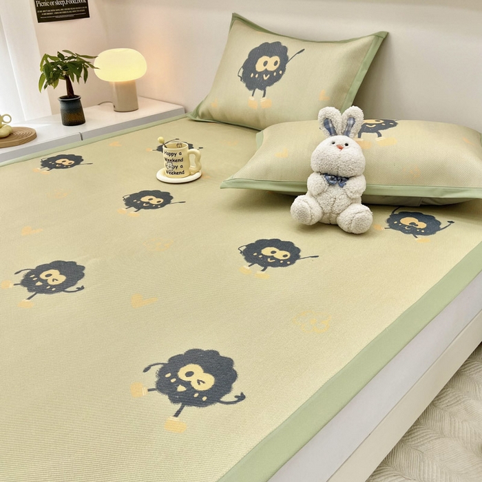 91家纺网 家纺一手货源 找家纺 全季家居 2024新款5A抗菌小清新数码印花冰藤席 床席款-小煤球