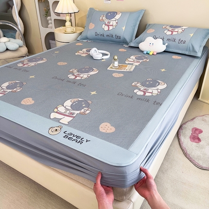 全季家居 2024新款A类抗菌数码印花冰藤席三件套 床笠款-宇航员