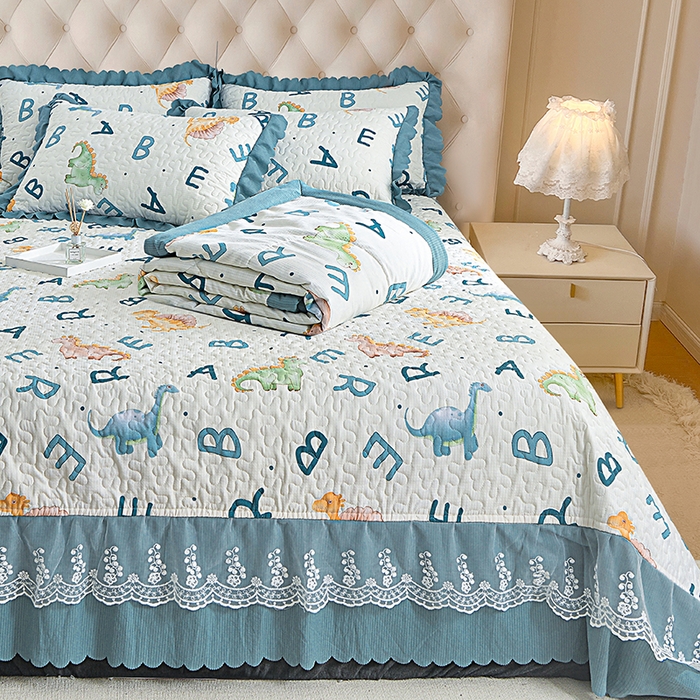 91家纺网 家纺一手货源 找家纺 梦柏家纺 2024新款亲肤泡泡棉夹棉床盖夏被四件套 纪元