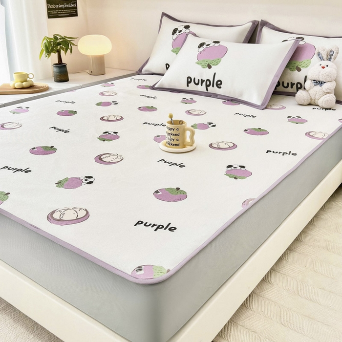 91家纺网 家纺一手货源 找家纺 全季家居 2024新款5A抗菌小清新数码印花冰藤席 床笠款-小千竹