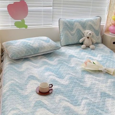 91家纺网 家纺一手货源 找家纺 （总）小萌虎 2024新款胶质凉席床笠花边款