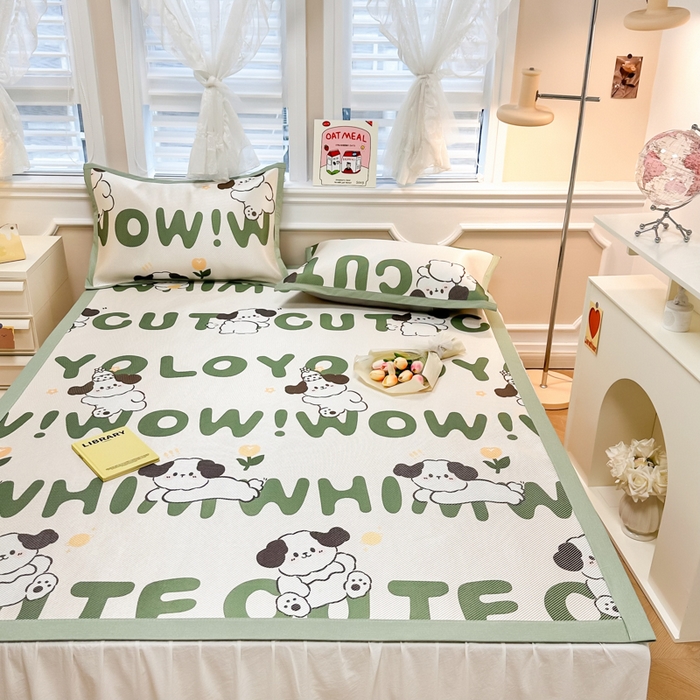 91家纺网 家纺一手货源 找家纺 慕尚 2025新款800D冰藤凉席 调皮狗