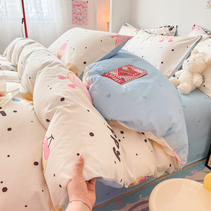 91家纺网 家纺一手货源 找家纺 慕尚 2025新款13070全棉小清新四件套 芝士包