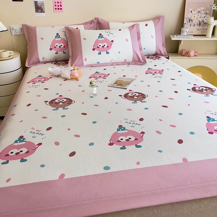 91家纺网 家纺一手货源 找家纺 全季家居 2024新款A类抗菌数码印花冰藤席三件套 床席款-甜甜圈