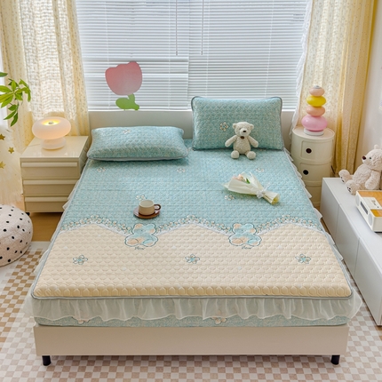 91家纺网 家纺一手货源 找家纺 （总）小萌虎 2024新款胶质凉席床笠花边款