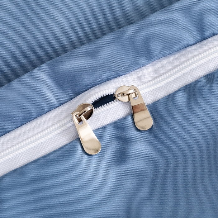 91家纺网 家纺一手货源 找家纺 银石-床裙款水洗真丝绣花四件套 雾蓝