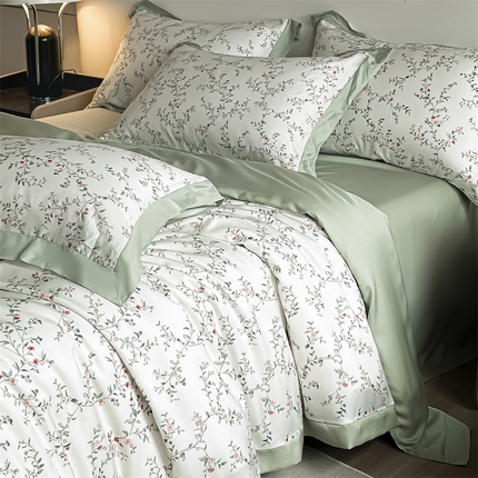 91家纺网 家纺一手货源 找家纺 蓝米卡夫 2024新品-A类50支新时尚天丝印花拼角款系列 青春印记