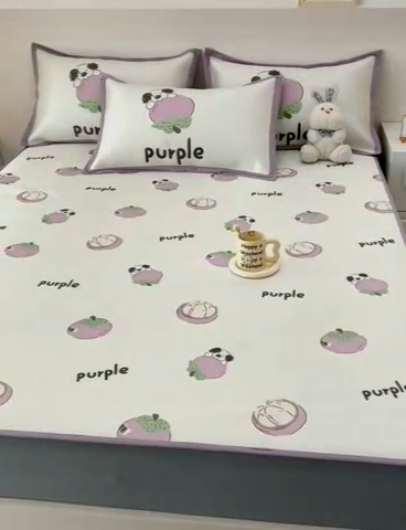 91家纺网 家纺一手货源 找家纺 全季家居 2024新款5A抗菌小清新数码印花冰藤席 床笠款-小千竹