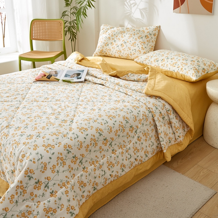 91家纺网 家纺一手货源 找家纺 海洋家纺 2025新款A类里外全棉棉花夏被四件套 风格二 春风拂面