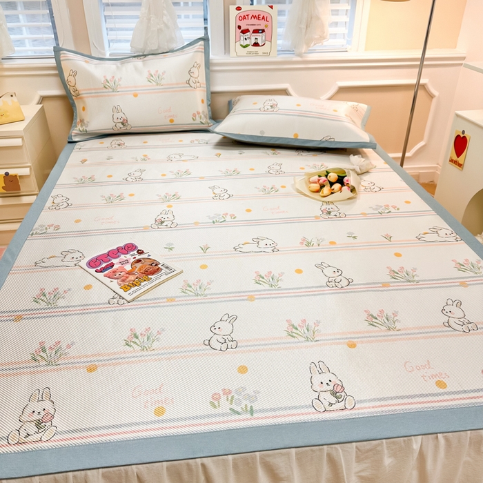 91家纺网 家纺一手货源 找家纺 慕尚 2025新款800D冰藤凉席 小白兔