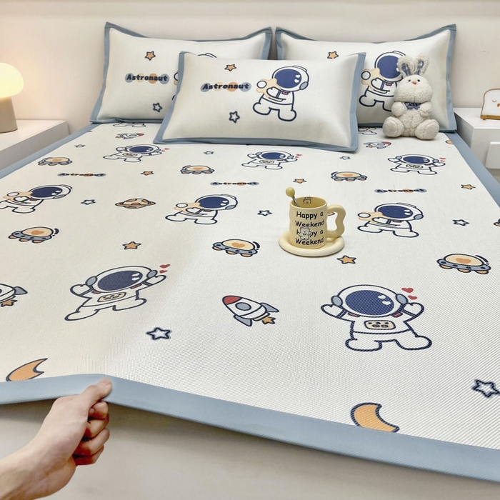 91家纺网 家纺一手货源 找家纺 全季家居 2024新款5A抗菌小清新数码印花冰藤席 床席款-星空世界