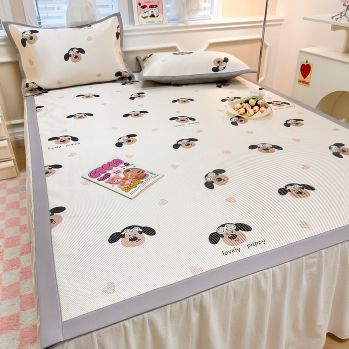 91家纺网 家纺一手货源 找家纺 慕尚 2025新款800D冰藤凉席 萌萌狗