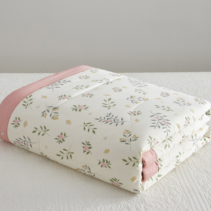 91家纺网 家纺一手货源 找家纺 海洋家纺 2025新款A类里外全棉棉花夏被四件套 风格二 碧叶粉黛