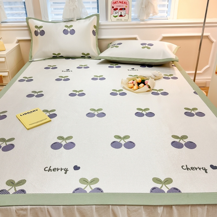 91家纺网 家纺一手货源 找家纺 慕尚 2025新款800D冰藤凉席 樱桃紫