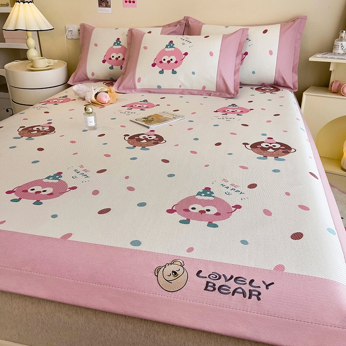 91家纺网 家纺一手货源 找家纺 全季家居 2024新款A类抗菌数码印花冰藤席三件套 床席款-甜甜圈