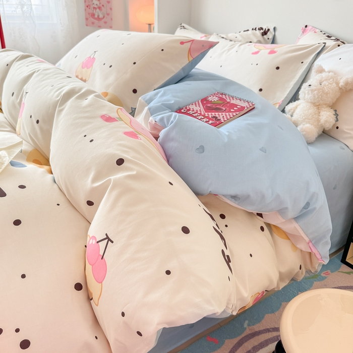 91家纺网 家纺一手货源 找家纺 慕尚 2025新款13070全棉小清新四件套 芝士包