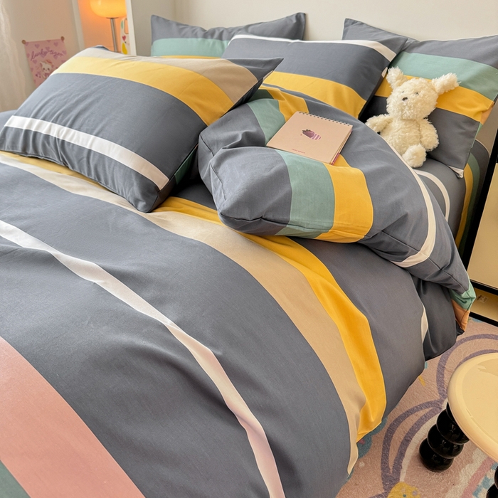 91家纺网 家纺一手货源 找家纺 慕尚 2025新款13070全棉小清新四件套 素条