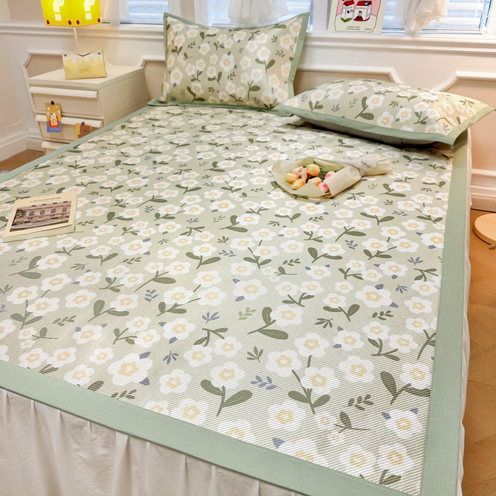 91家纺网 家纺一手货源 找家纺 慕尚 2025新款800D冰藤凉席 小碎花