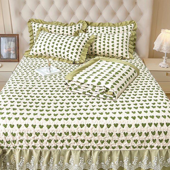 91家纺网 家纺一手货源 找家纺 梦柏家纺 2024新款亲肤泡泡棉夹棉床盖夏被四件套 甜心