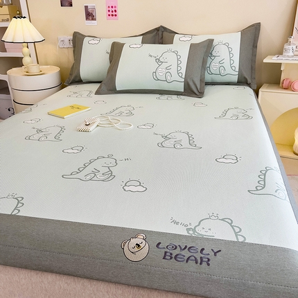 全季家居 2024新款A类抗菌数码印花冰藤席三件套 床席款-小恐龙