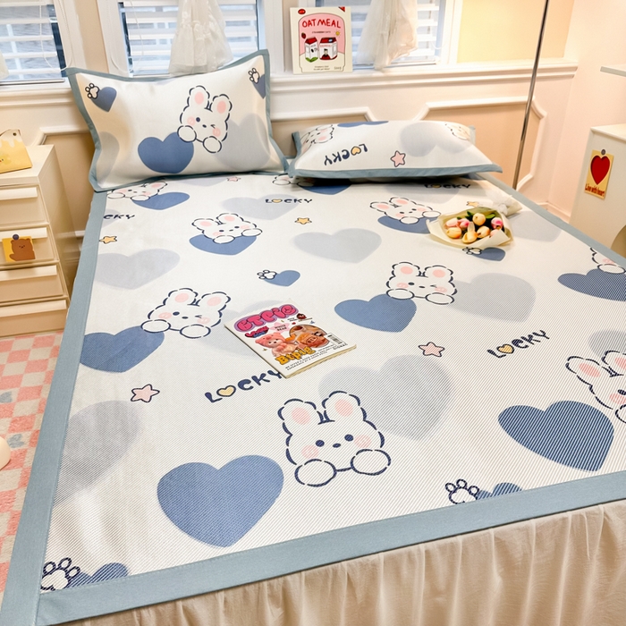 91家纺网 家纺一手货源 找家纺 慕尚 2025新款800D冰藤凉席 欢乐兔