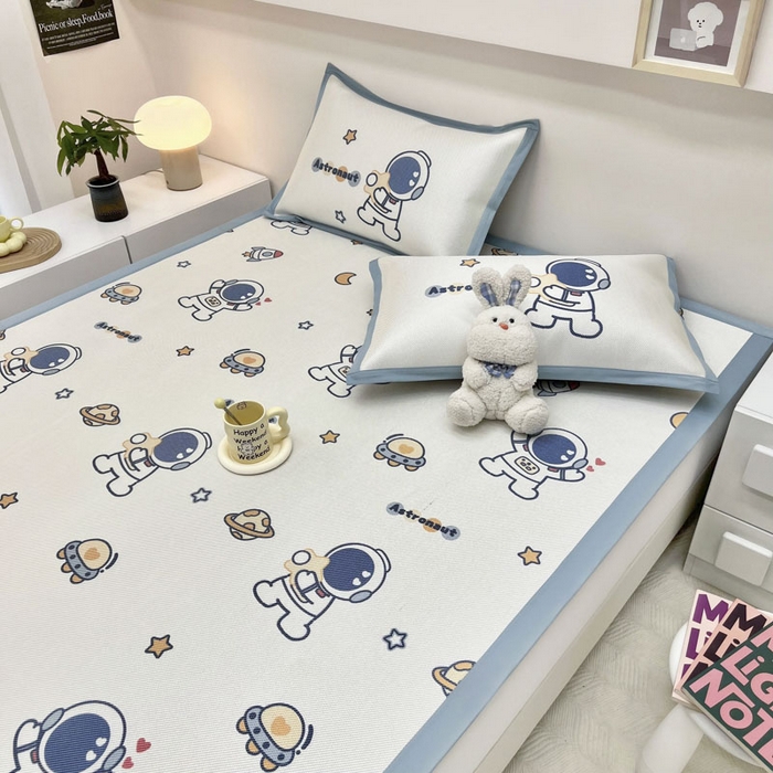 91家纺网 家纺一手货源 找家纺 全季家居 2024新款5A抗菌小清新数码印花冰藤席 床席款-星空世界