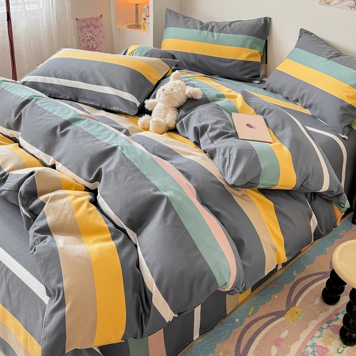 91家纺网 家纺一手货源 找家纺 慕尚 2025新款13070全棉小清新四件套 素条