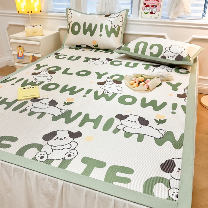 91家纺网 家纺一手货源 找家纺 慕尚 2025新款800D冰藤凉席 调皮狗