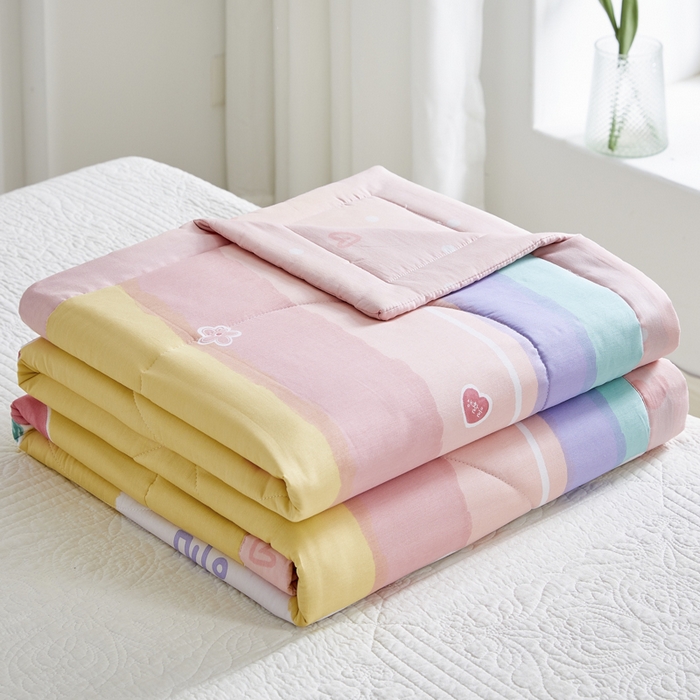 91家纺网 家纺一手货源 找家纺 海洋家纺 2025新款A类里外全棉棉花夏被四件套 风格二 彩虹糖