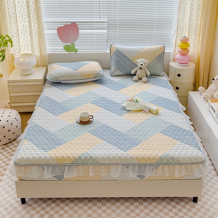 91家纺网 家纺一手货源 找家纺 （总）小萌虎 2024新款胶质凉席床笠花边款